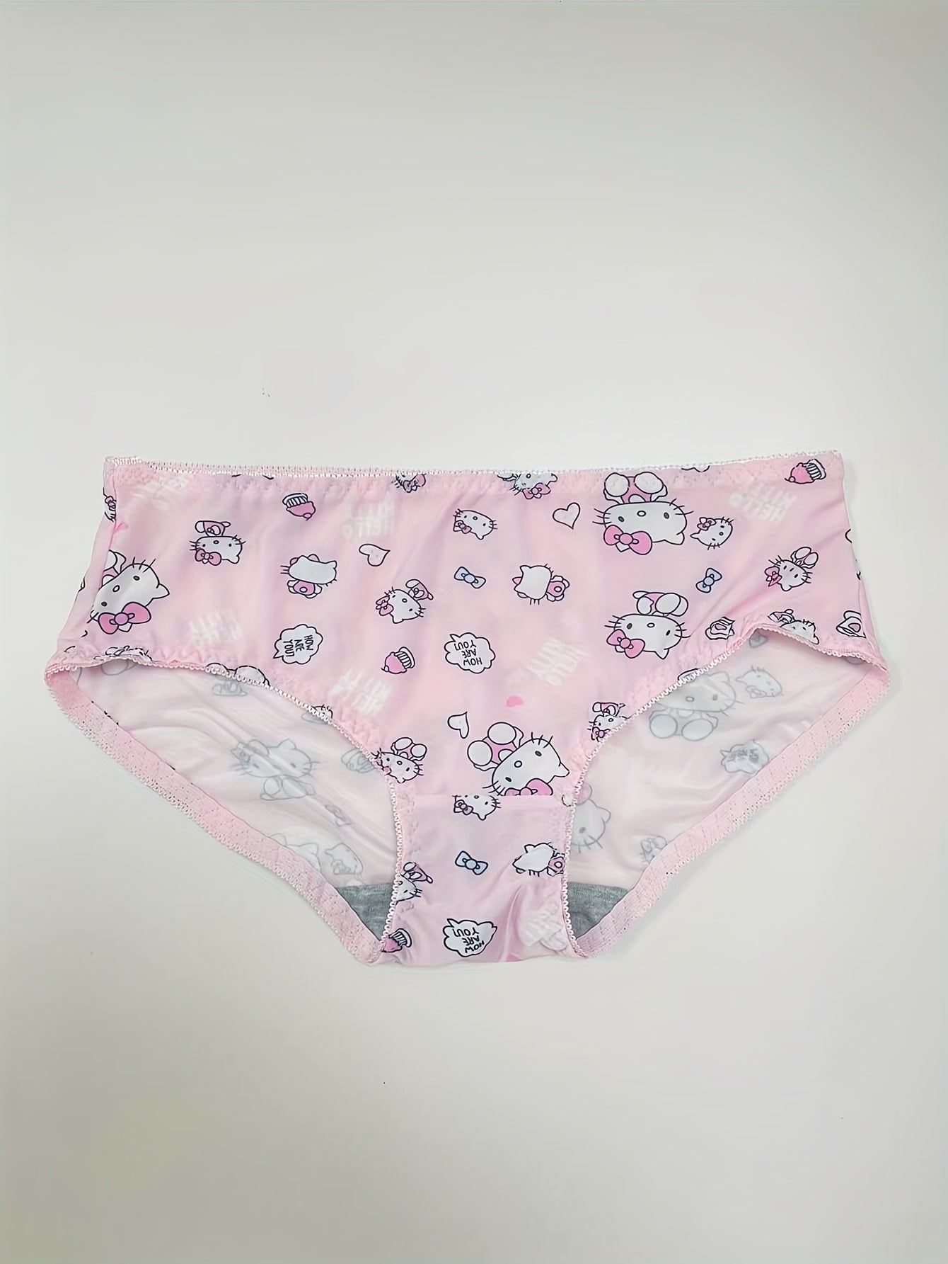 For Hello Kitty Lingerie Set for Women - Cute Pink Backless Bra and Panties with Floral Pattern, Light Support, Placket Design, Non-Removable Padding, Perfect for Casual Attire