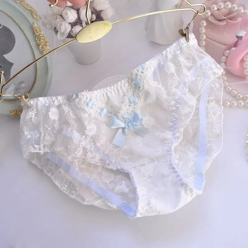 Sexy Transparent Lace Women Underwear Princess Embroidery Cute Lovely Style Panties Female Ruffle Hollow Lingerie Breifs LD773