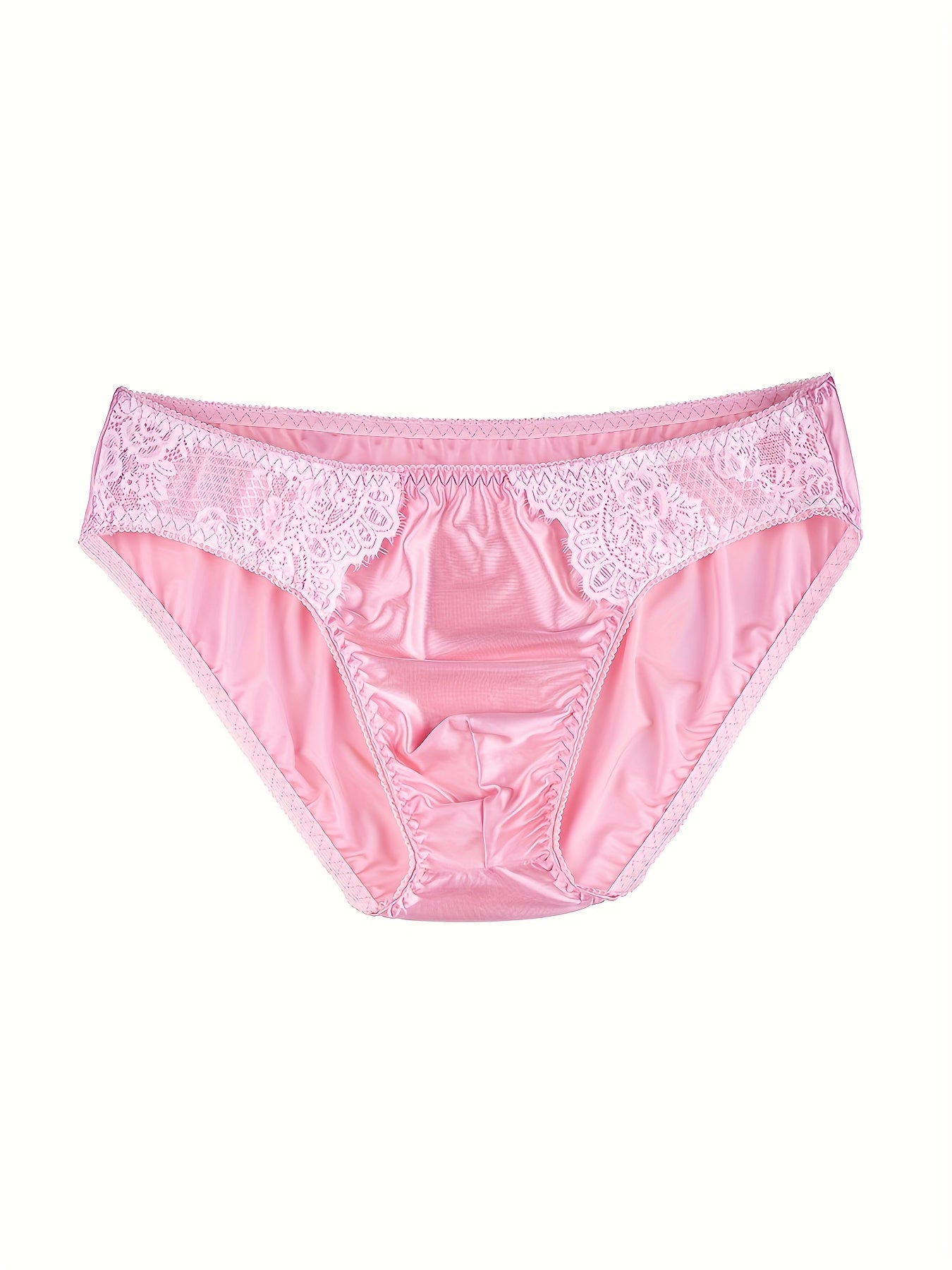 YAULAANG Men'S Sexy Lace Trim Briefs - High-Waisted Low-Rise Underwear with Smooth Texture, Breathable & Stretchy Fabric, Solid Color Design for Casual Attire, High Waisted Underwear, Comfortable Fit