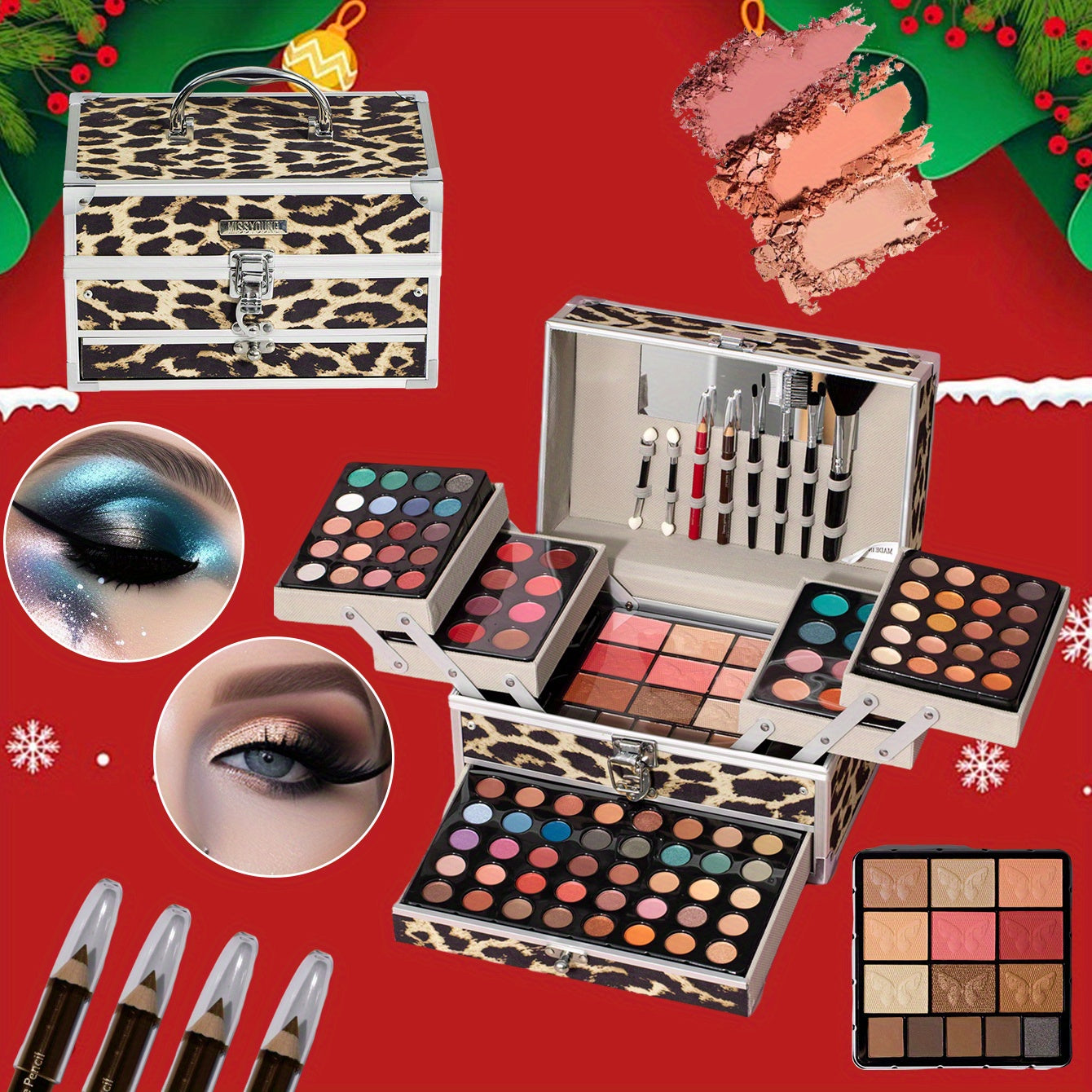 126pcs All-in-One Cosmetics + Makeup Tools + Makeup Case Makeup Set, Rainbow Color Multi-color Cosmetics, Ideal Gift Gift Box, Lipstick Eyeshadow Highlighter, Beginner Friendly