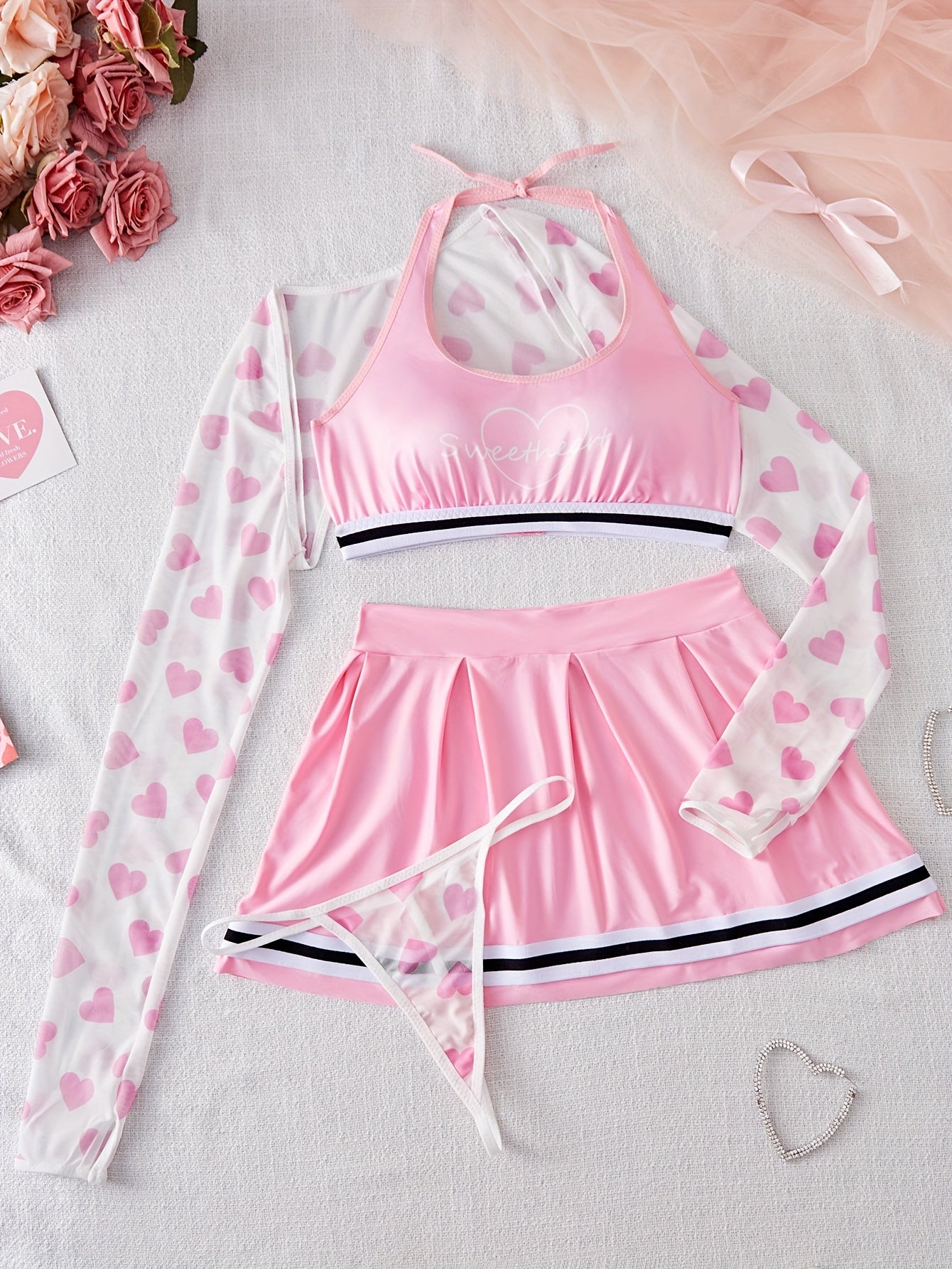 Printed Multi-Piece Set. Sexy Style - Women's Lingerie Ensemble