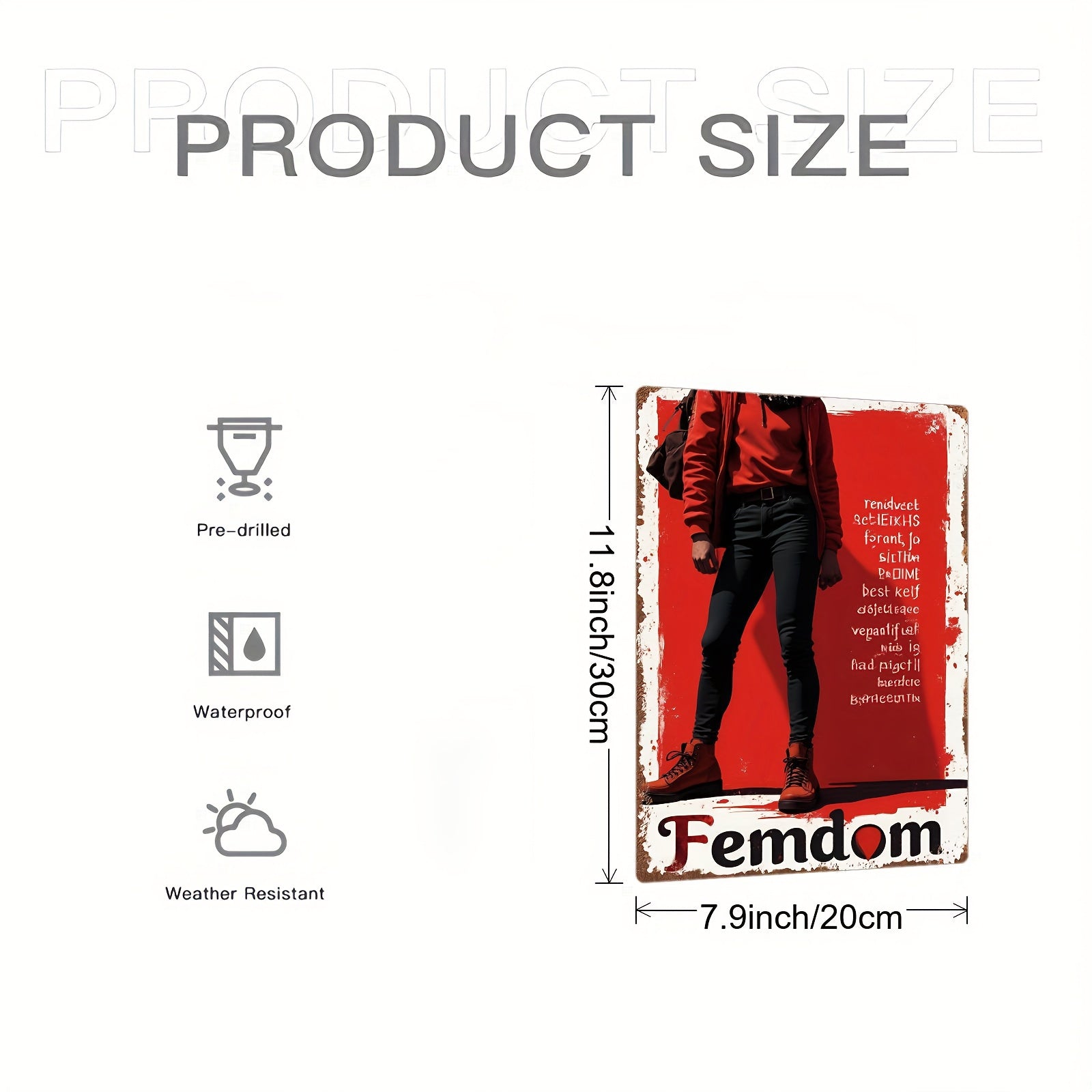 2D Flat, 1pc Retro Portrait Metal Sign - Vintage-Inspired Wall Art with Bold "FEMDOM" Text & Red Jacket Design, 20.32x30.48 cm Iron Decor for Home, Bar, Cafe, Garage, Restaurant - Easy to Hang, No Electricity Needed, Metal Wall Art Decor, Bar Decoration,