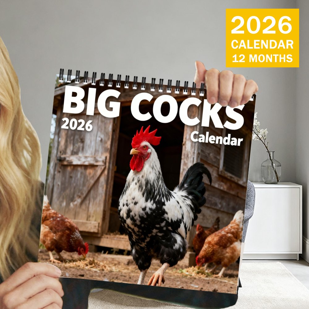 2026 Funny Rooster Calendar, 12-Month Daily Planner with Twin-Wire Binding, Durable Copperplate Paper, Gag Gift for Chicken Lovers, Birthday Prank, Farm-Themed Wall Calendar with Rooster Photo of the Month, January-December 2026