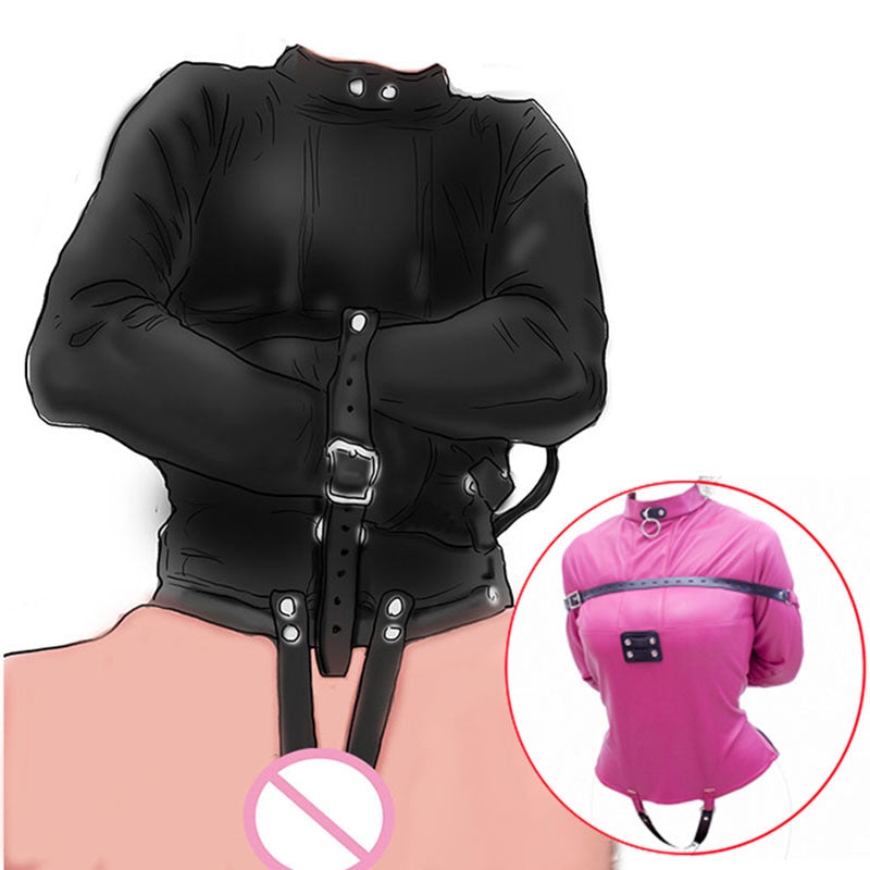BDMS Faux Leather Armbinder Restraint Straitjacket, Straight Jacket Bondage, Unisex Doctor Patient Cosplay, Women'S Sexy Lingerie